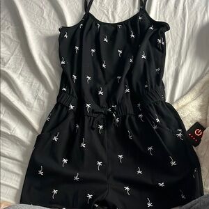 NWOT Black and White Floral Romper